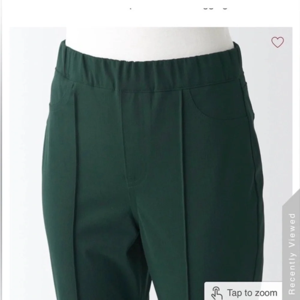 MUJI Women's Stretch Pintuck Flared Legging Pants - Picture 4 of 6